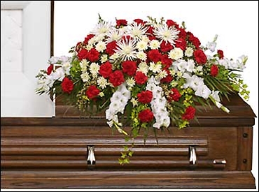 Graceful Red &amp; White Casket Spray