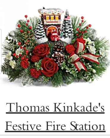 Thomas Kincade Festive Fire Station