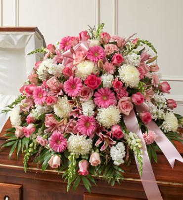 Pink and White Mixed Half Casket Cover