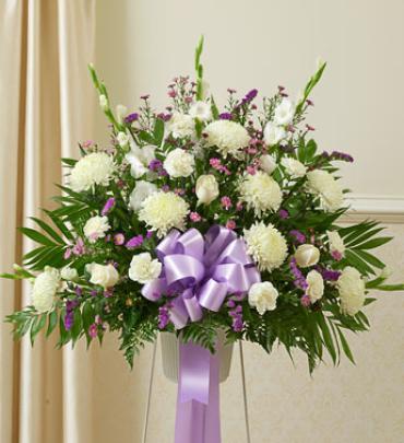 Lavender and White Sympathy Standing Basket