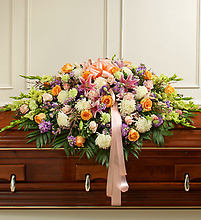 Pastel Mixed Flower Full Casket Cover