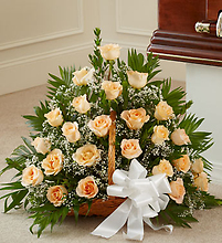 Peach, Orange, and White Rose Fireside Basket