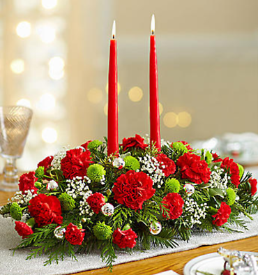 Green and Red Christmas Centerpiece