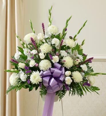 Lavender and White Sympathy Standing Basket